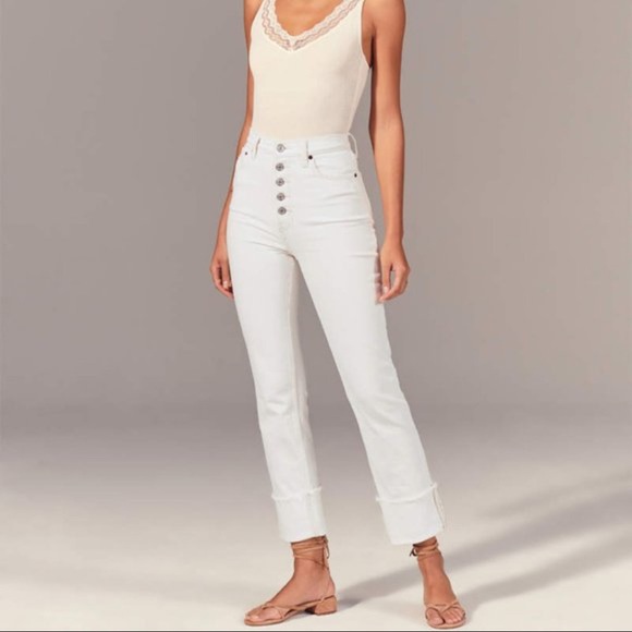 Abercrombie & Fitch Denim - NEW Abercrombie White Ultra High Rise Straight Button Fly Jeans Size 29 / 8